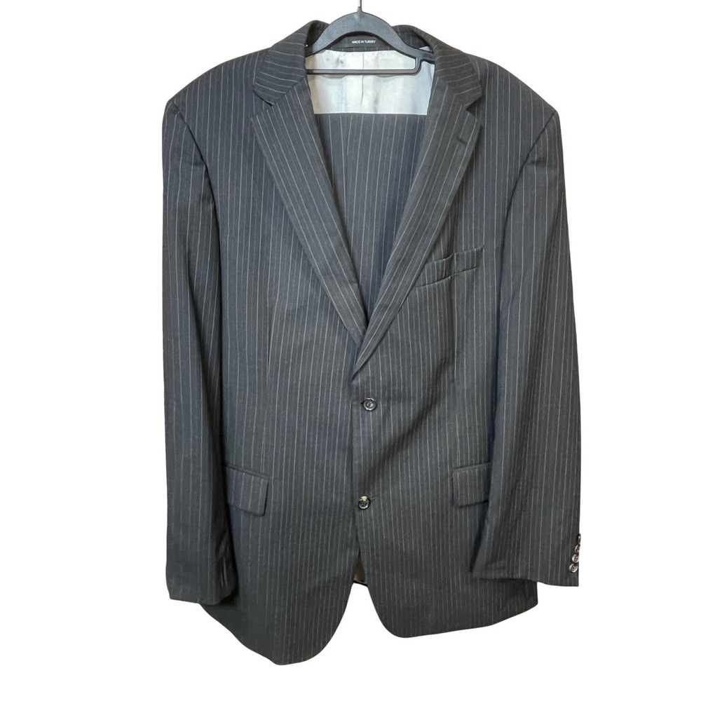 Hugo Boss Grey Pinstripe Virgin Wool Paolini Movio Suit Mens 46L